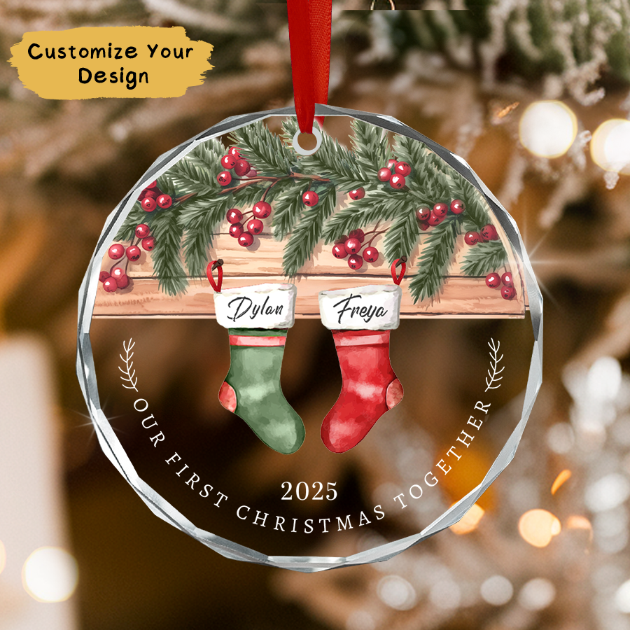 Personalized Couple Christmas Ornament, Newlywed Gift Ornament