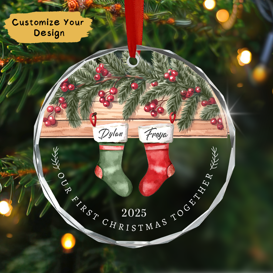 Personalized Couple Christmas Ornament, Newlywed Gift Ornament