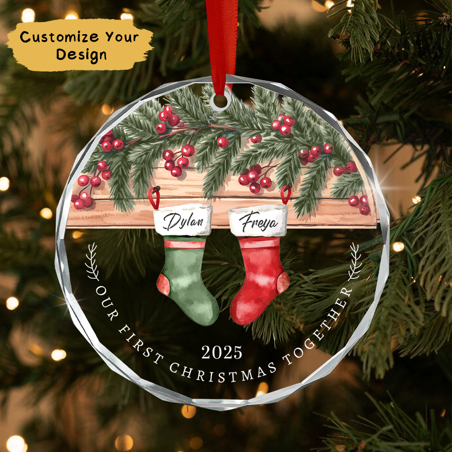 Personalized Couple Christmas Ornament, Newlywed Gift Ornament