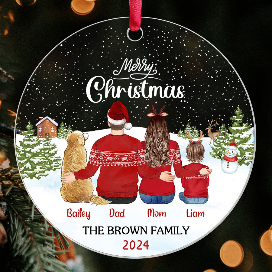 Personalized Family Christmas Ornaments with Pets