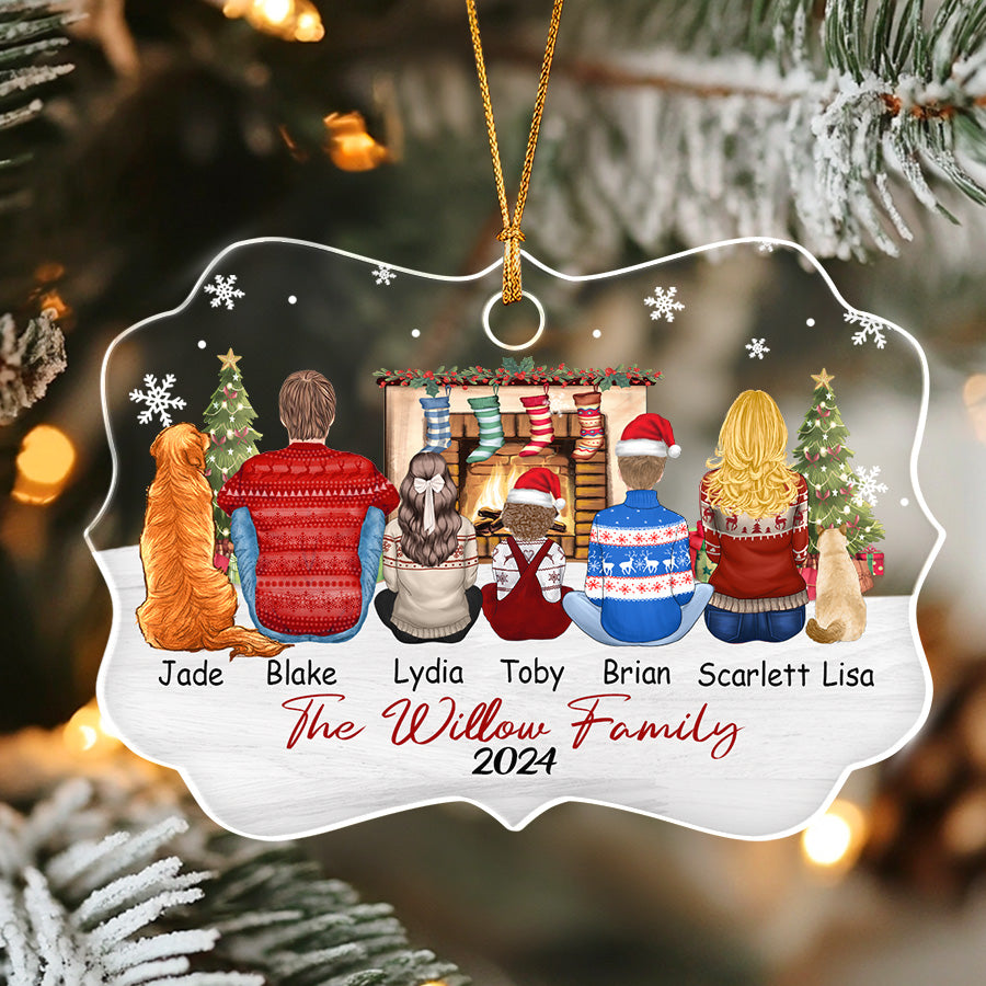 Custom Family Ornament with Cat