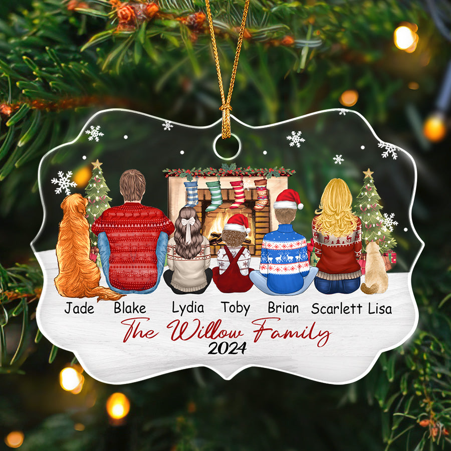 Custom Family Ornament with Cat