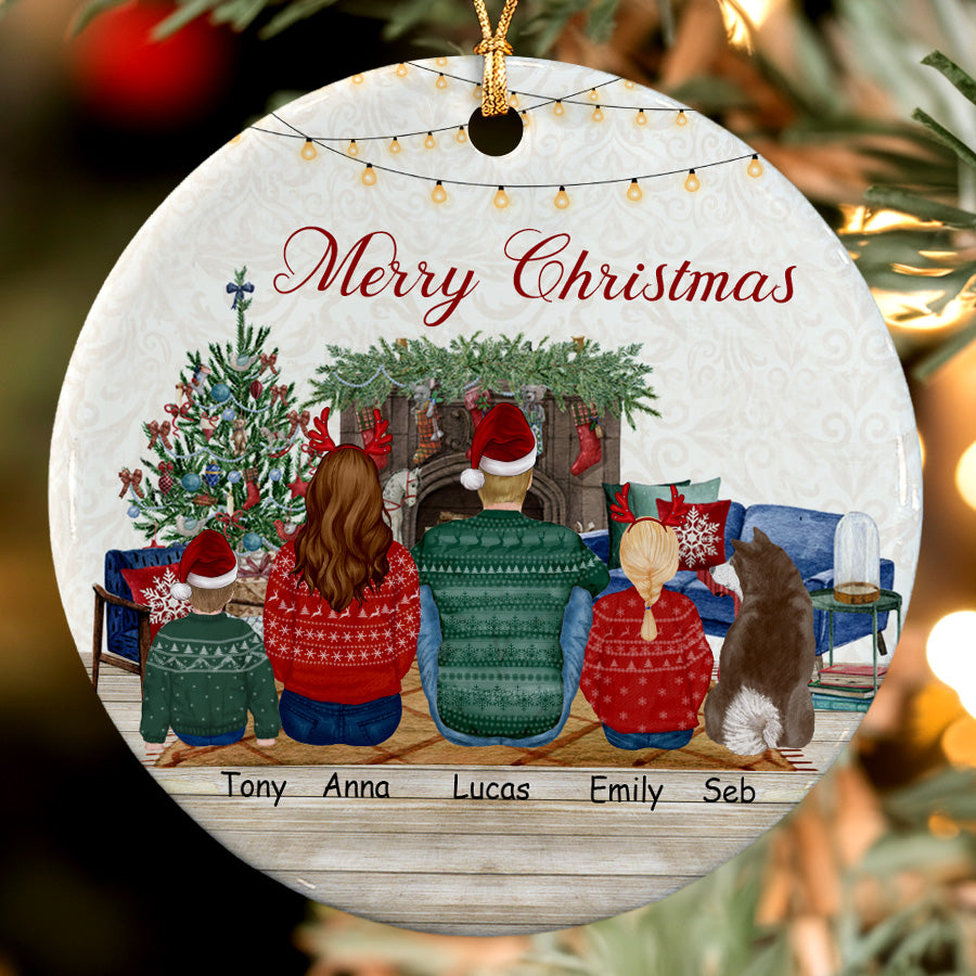 Christmas Ornament Family with Dog