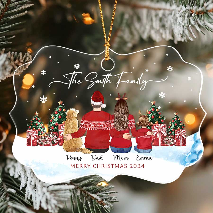 Christmas Ornaments with Family and Pets