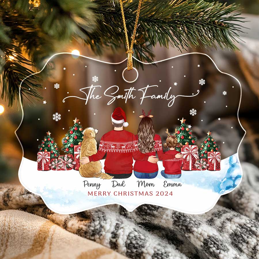 Christmas Ornaments with Family and Pets