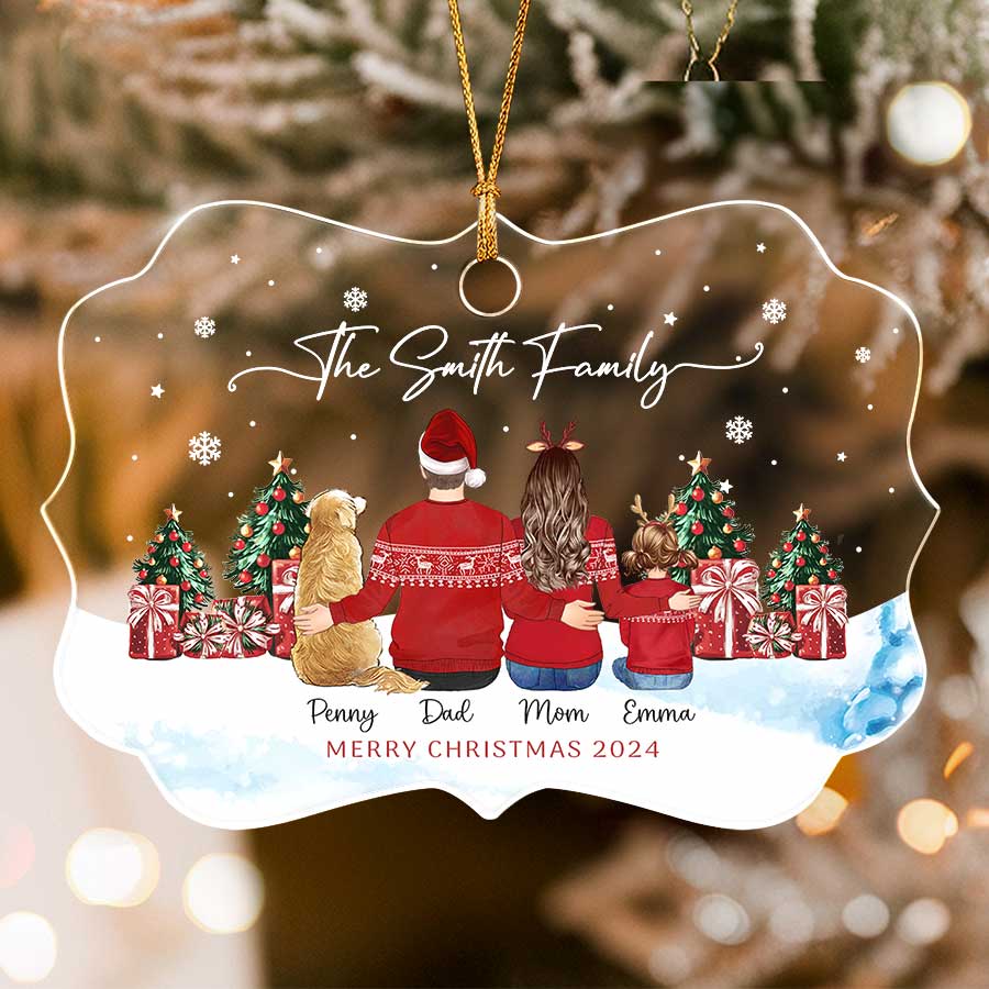 Christmas Ornaments with Family and Pets