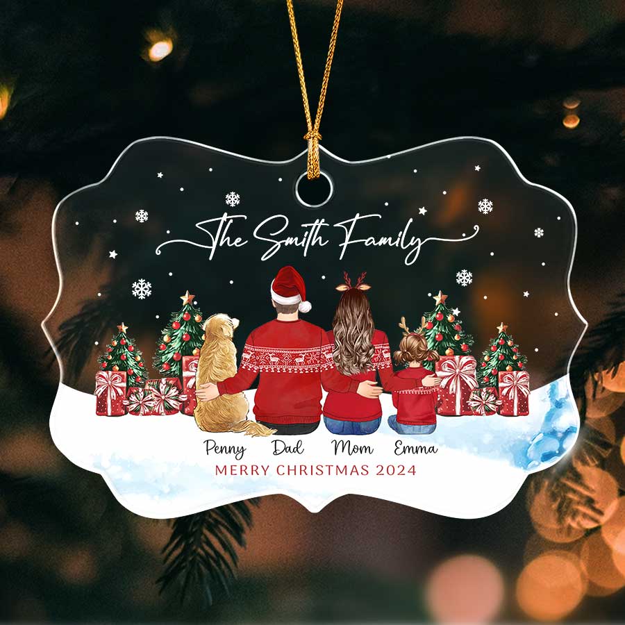 Christmas Ornaments with Family and Pets