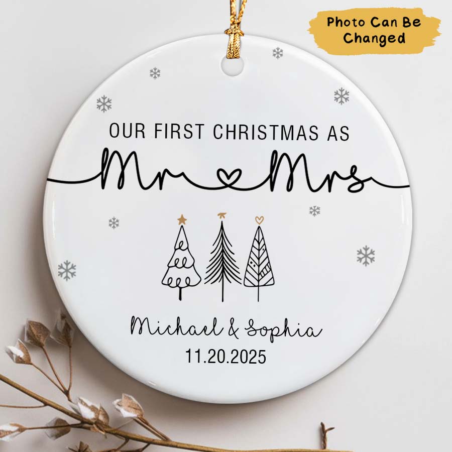 Personalized First Christmas As Mr And Mrs Ornament 2025, Newlywed Ornament