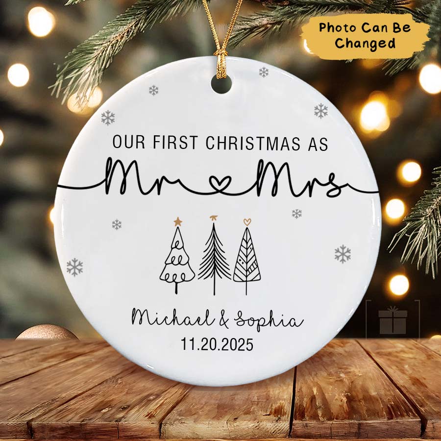 Personalized First Christmas As Mr And Mrs Ornament 2025, Newlywed Ornament