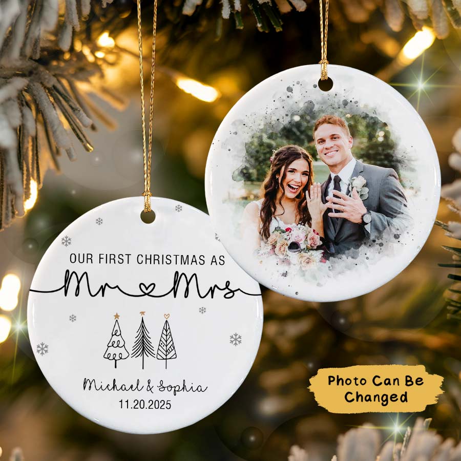 Personalized First Christmas As Mr And Mrs Ornament 2025, Newlywed Ornament