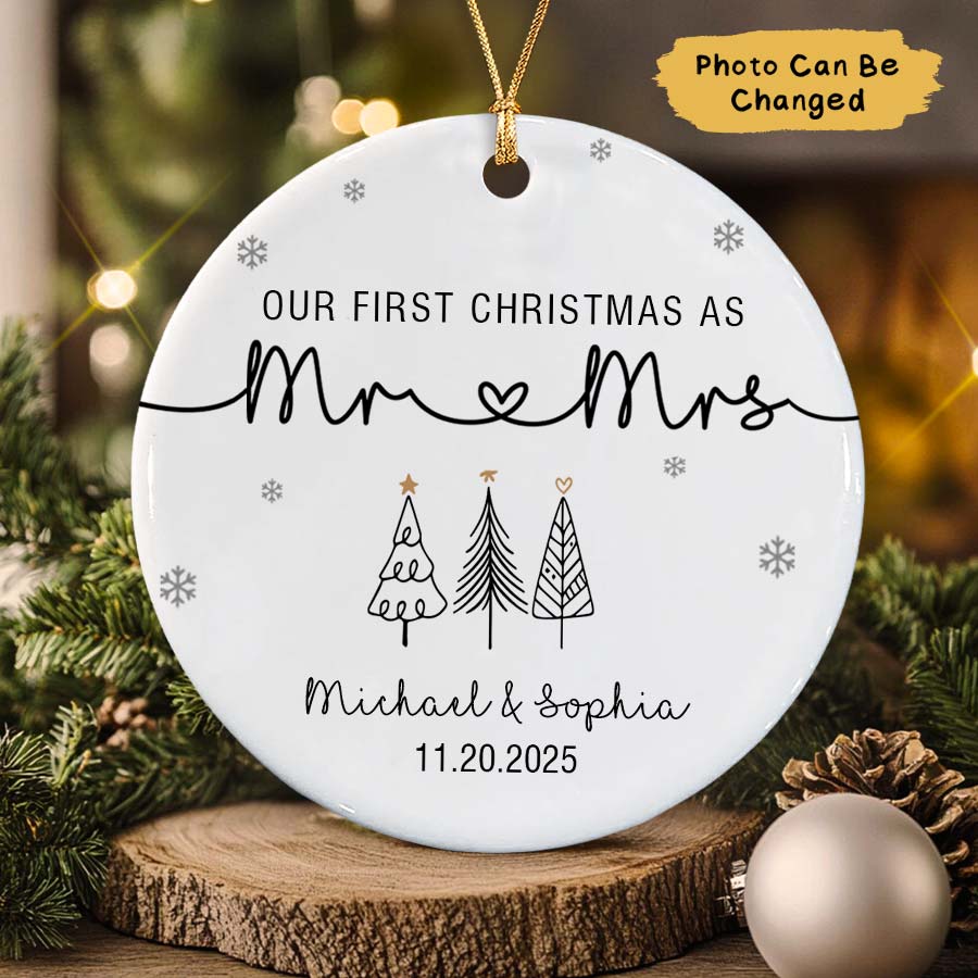 Personalized First Christmas As Mr And Mrs Ornament 2025, Newlywed Ornament