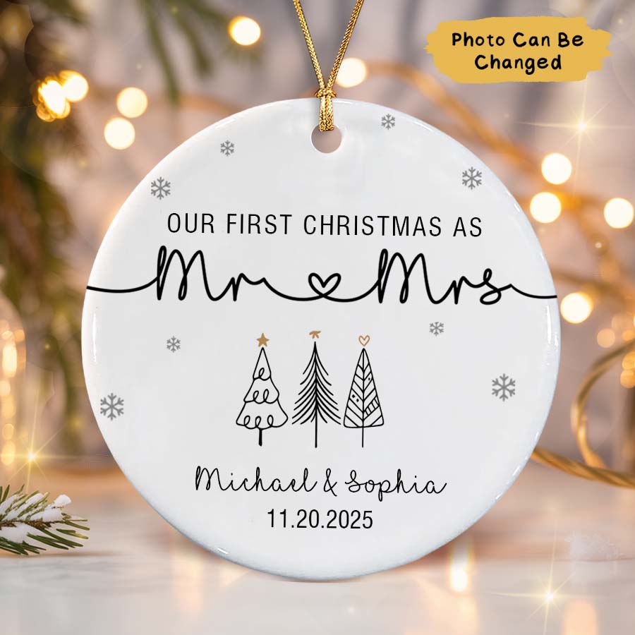 Personalized First Christmas As Mr And Mrs Ornament 2025, Newlywed Ornament