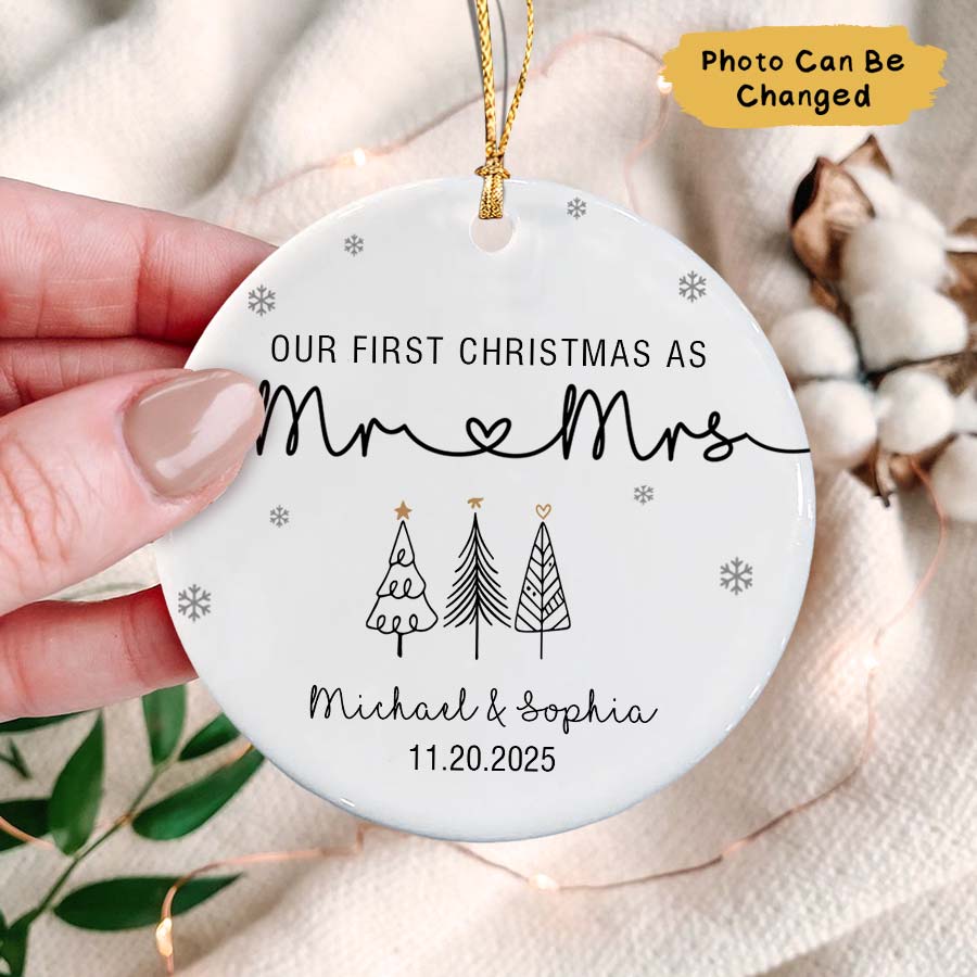 Personalized First Christmas As Mr And Mrs Ornament 2025, Newlywed Ornament