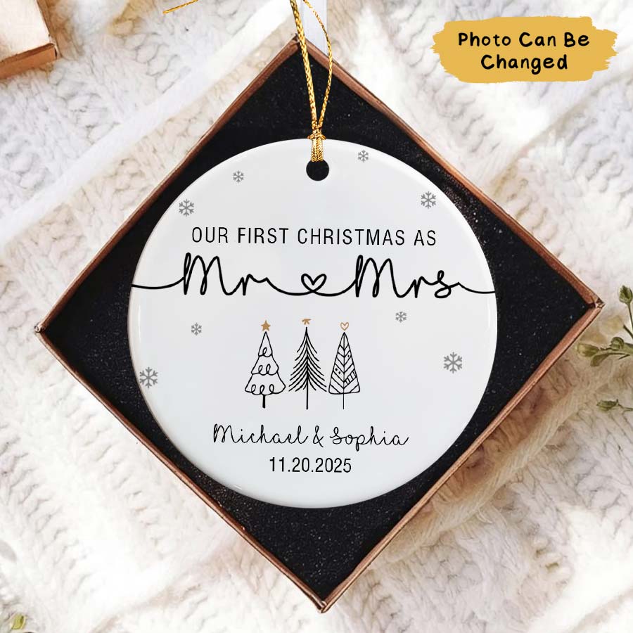 Personalized First Christmas As Mr And Mrs Ornament 2025, Newlywed Ornament