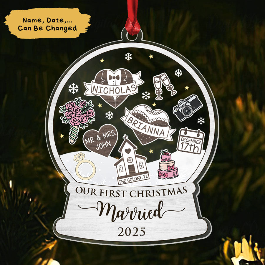 Personalized First Christmas Married 2025