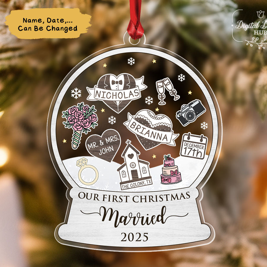 Personalized First Christmas Married 2025