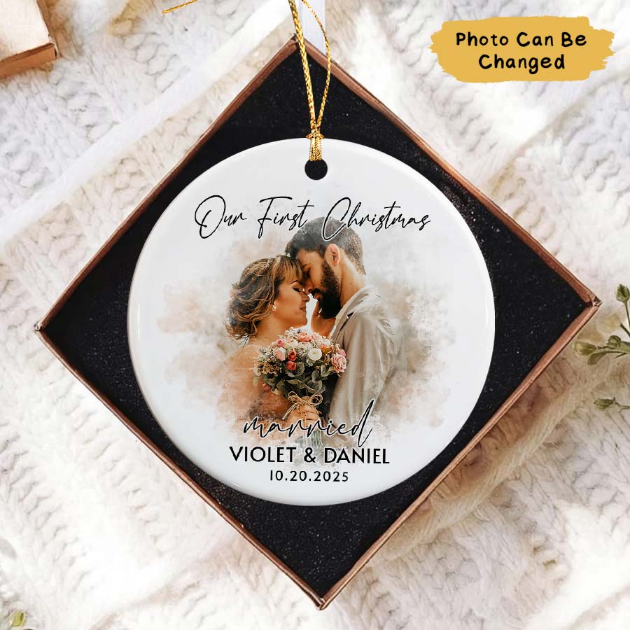Personalized First Christmas Married Ornament 2025