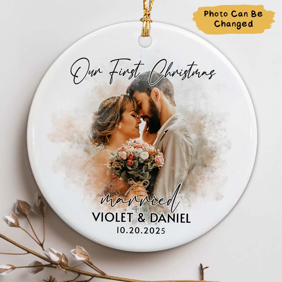 Personalized First Christmas Married Ornament 2025
