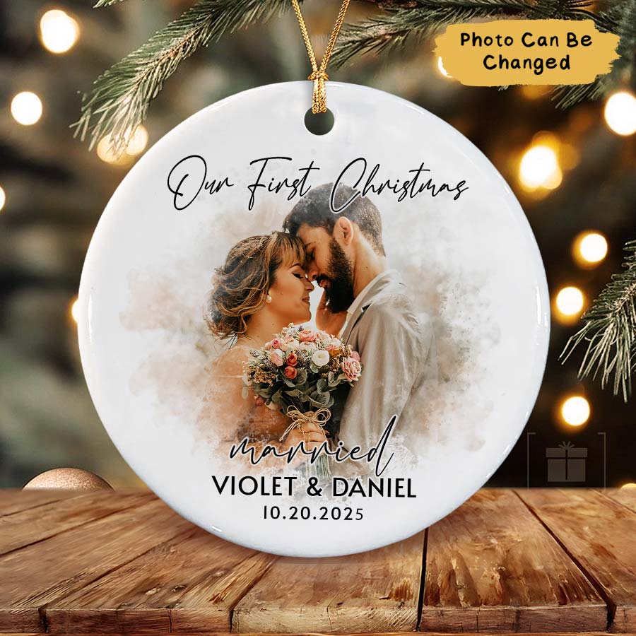 Personalized First Christmas Married Ornament 2025