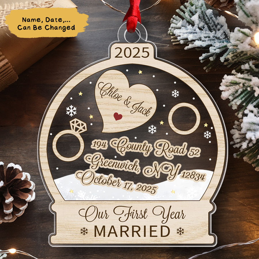 Personalized First Christmas Married Ornament 2025, 1st Year Married