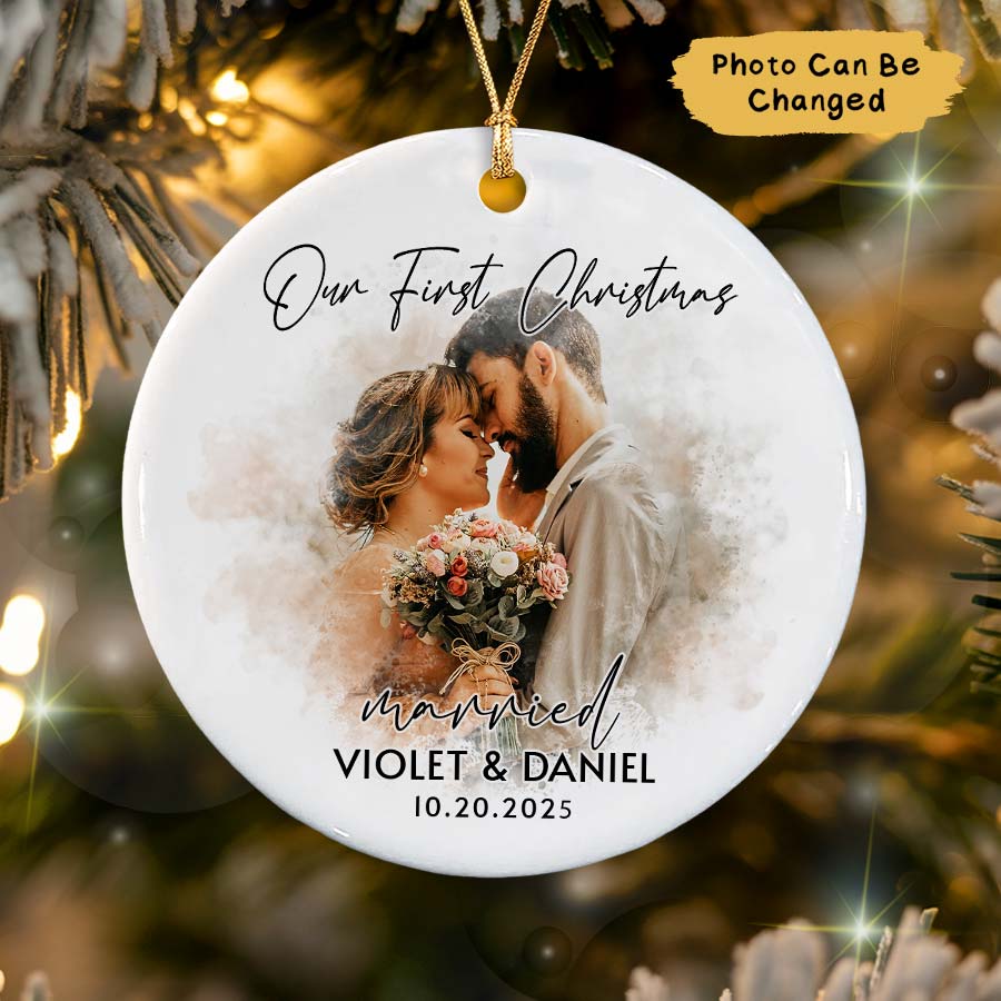Personalized First Christmas Married Ornament 2025