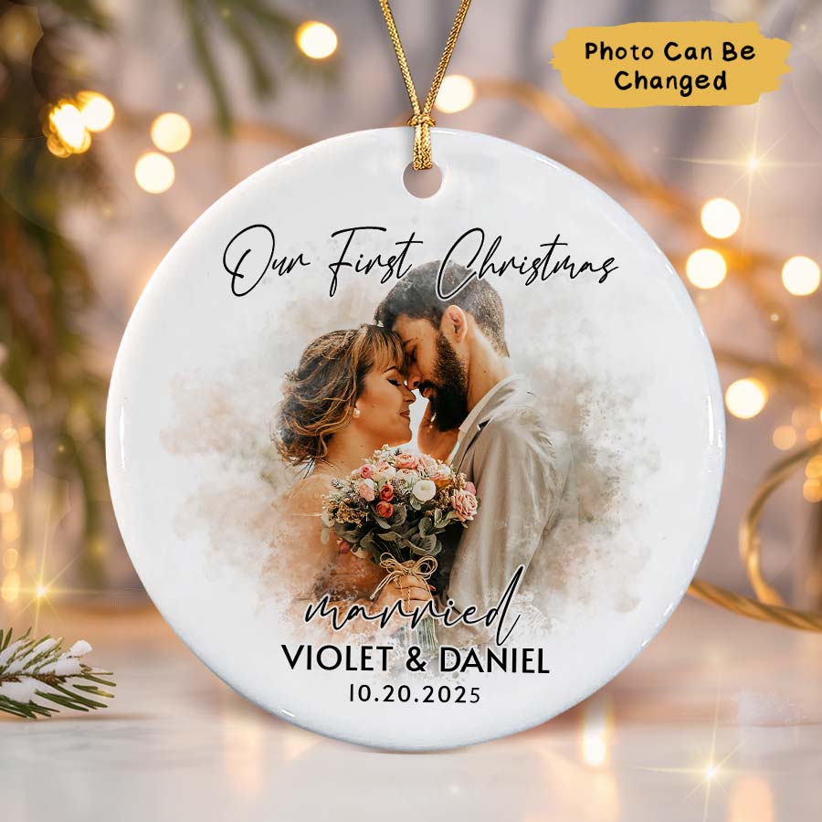 Personalized First Christmas Married Ornament 2025