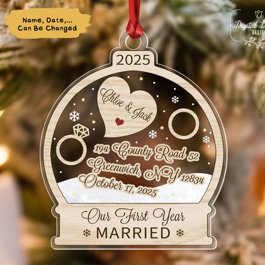 Personalized First Christmas Married Ornament 2025, 1st Year Married