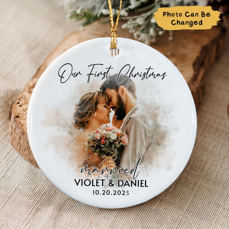 Personalized First Christmas Married Ornament 2025