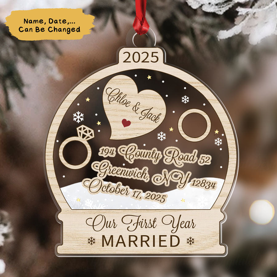 Personalized First Christmas Married Ornament 2025, 1st Year Married