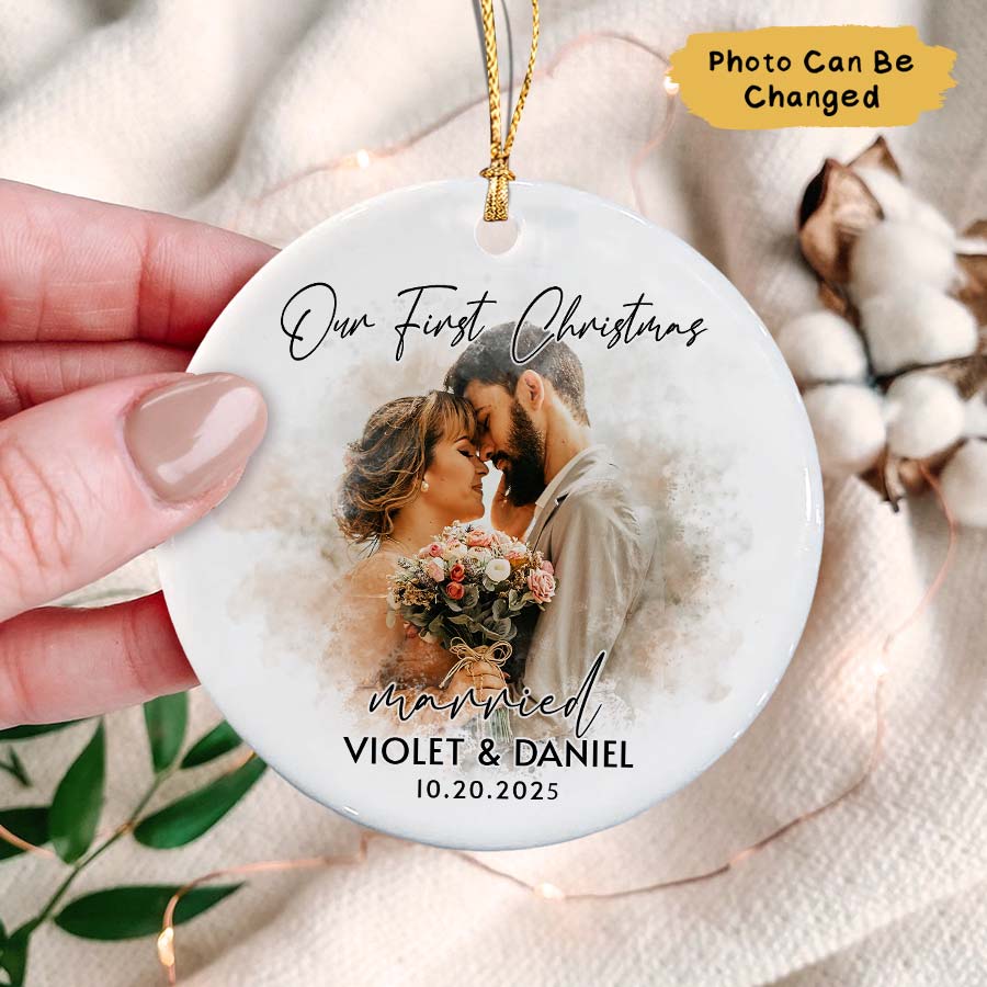 Personalized First Christmas Married Ornament 2025