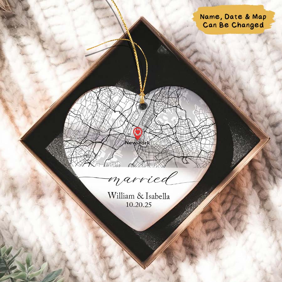 Personalized Location Map Wedding Ornament