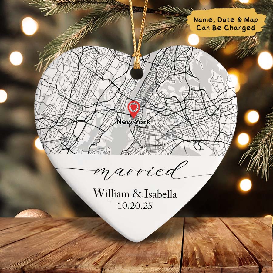 Personalized Location Map Wedding Ornament