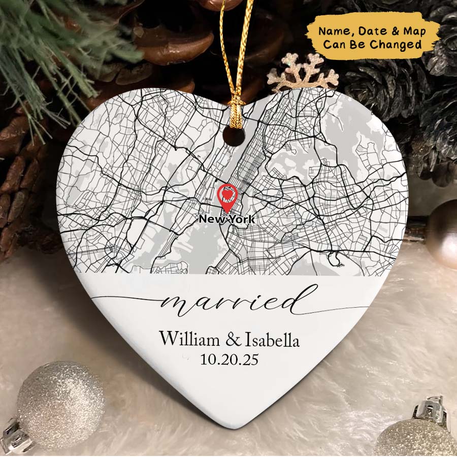 Personalized Location Map Wedding Ornament
