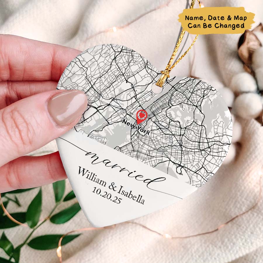Personalized Location Map Wedding Ornament