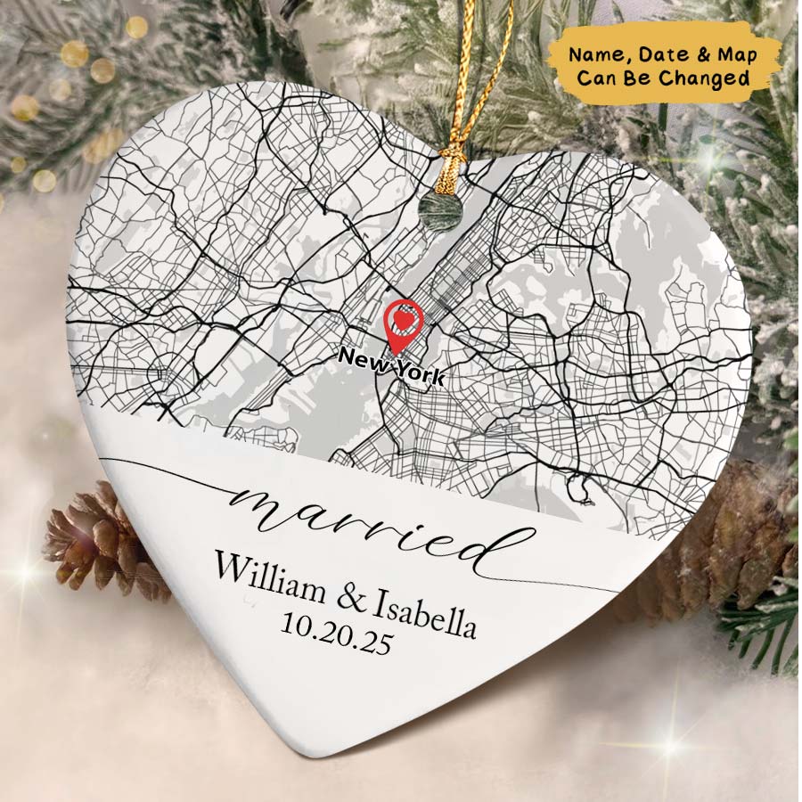 Personalized Location Map Wedding Ornament