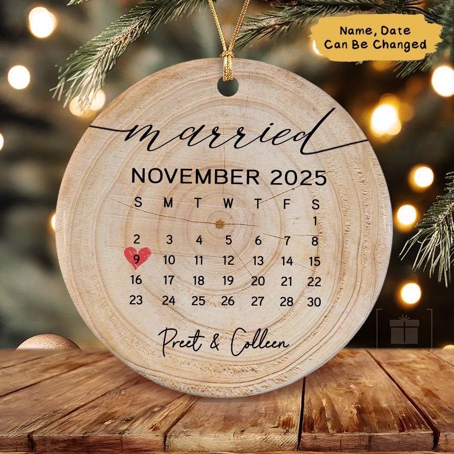 Personalized Married Ornament 2025, Wedding Date Ornament