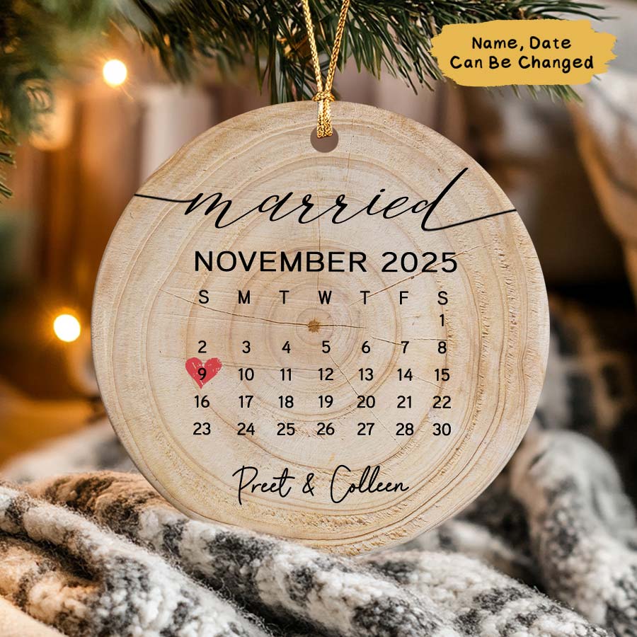 Personalized Married Ornament 2025, Wedding Date Ornament