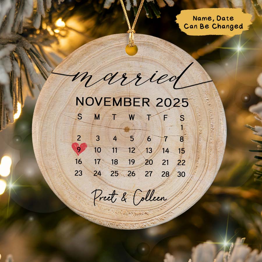 Personalized Married Ornament 2025, Wedding Date Ornament