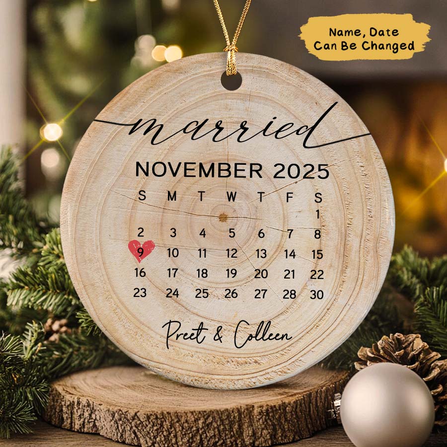 Personalized Married Ornament 2025, Wedding Date Ornament