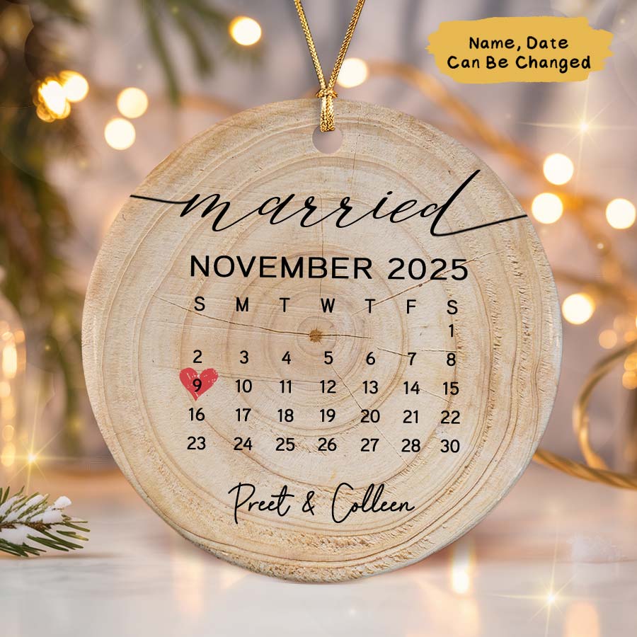 Personalized Married Ornament 2025, Wedding Date Ornament