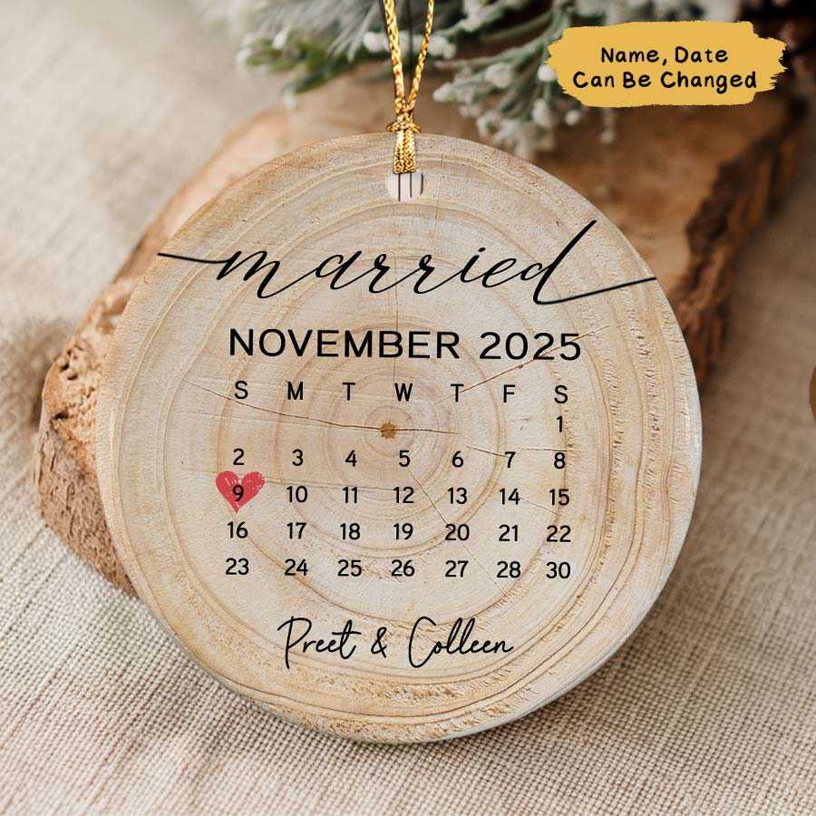 Personalized Married Ornament 2025, Wedding Date Ornament