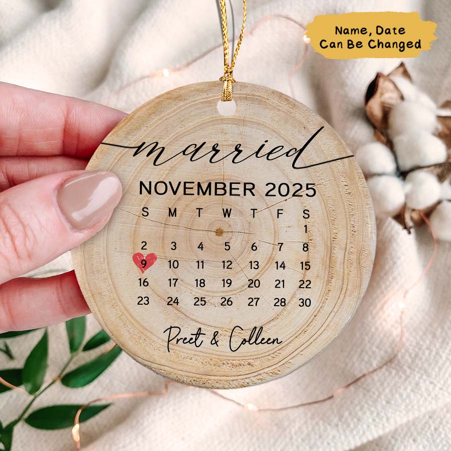 Personalized Married Ornament 2025, Wedding Date Ornament