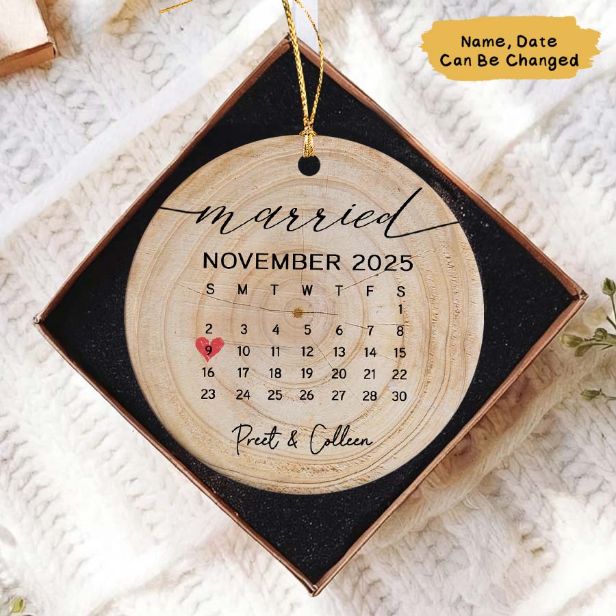 Personalized Married Ornament 2025, Wedding Date Ornament