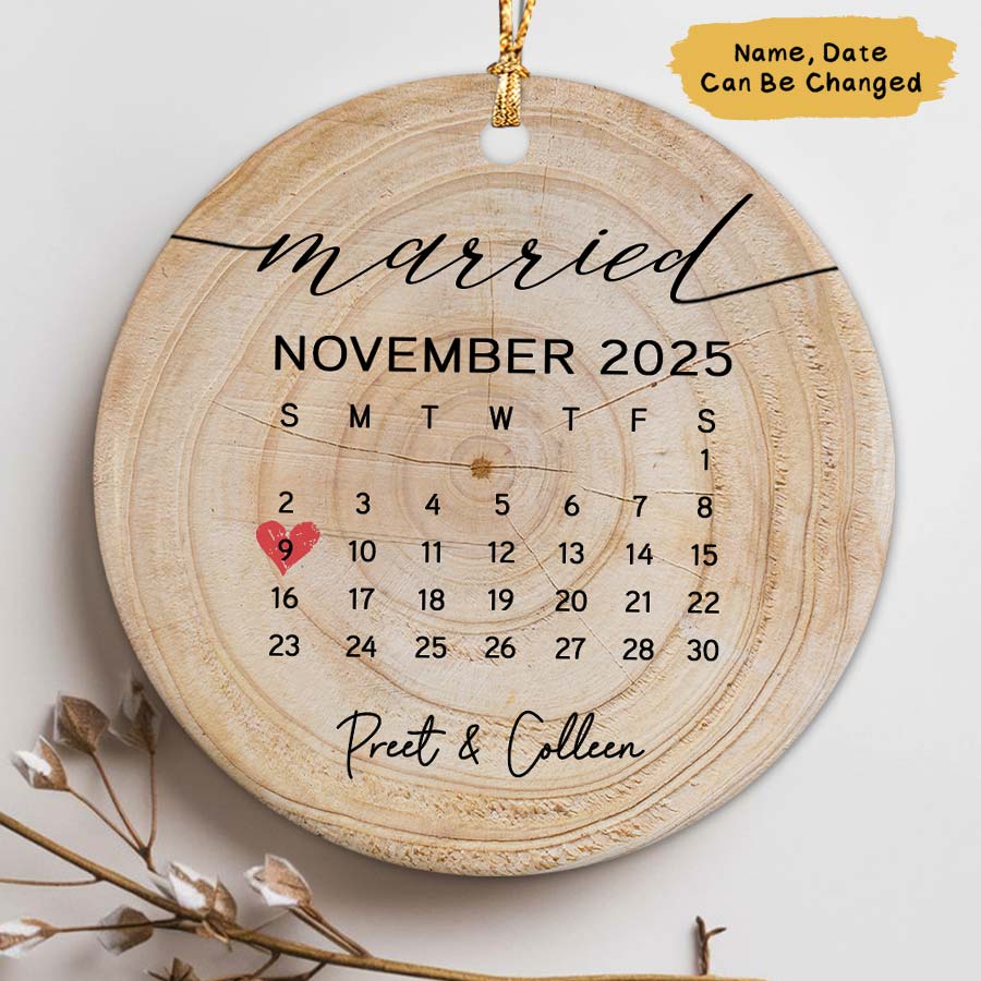 Personalized Married Ornament 2025, Wedding Date Ornament