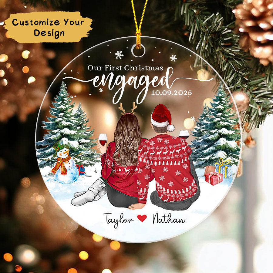Personalized Our First Christmas Engaged Ornament 2025, Engaged Ornament