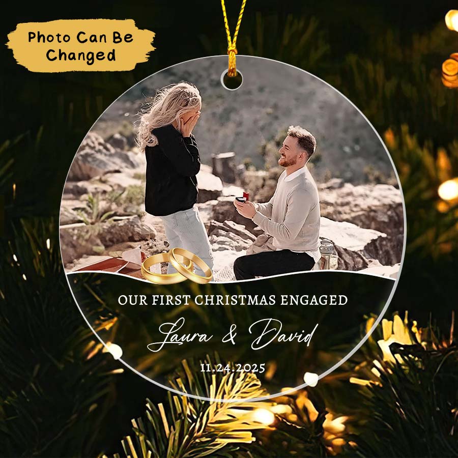 Personalized Our First Christmas Engaged Ornament 2025, Engaged Xmas