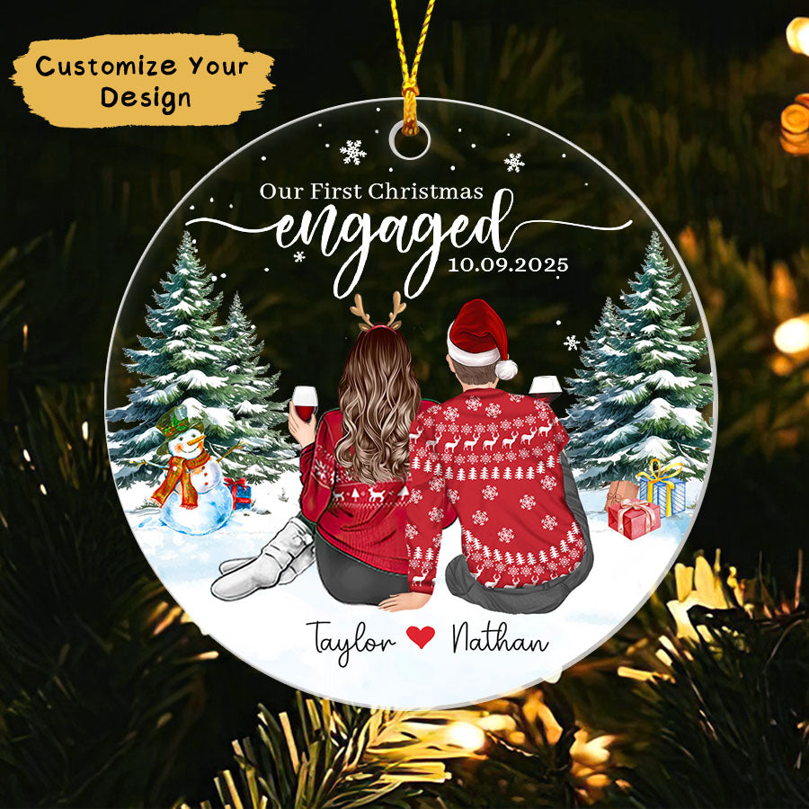 Personalized Our First Christmas Engaged Ornament 2025, Engaged Ornament