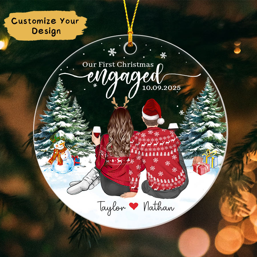 Personalized Our First Christmas Engaged Ornament 2025, Engaged Ornament