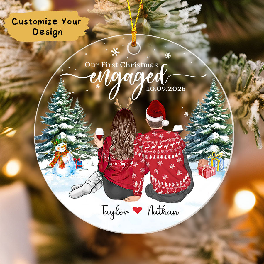 Personalized Our First Christmas Engaged Ornament 2025, Engaged Ornament