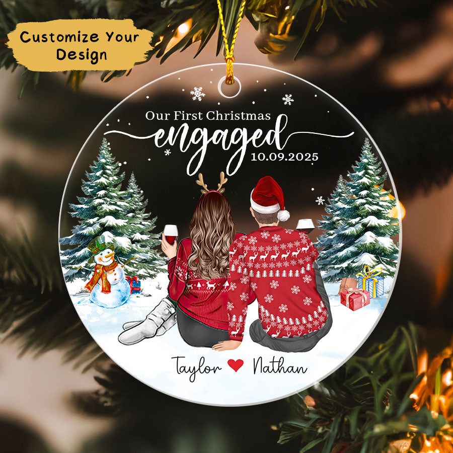 Personalized Our First Christmas Engaged Ornament 2025, Engaged Ornament
